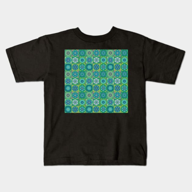 Mandala patchwork in green Kids T-Shirt by marina63